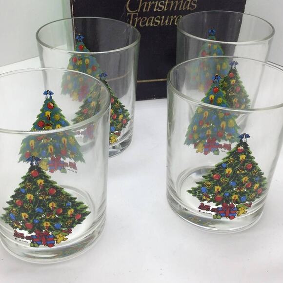Vintage 1986 Christmas Treasure Old-Fashioned Tumblers Set of 4 - Picture 2 of 4